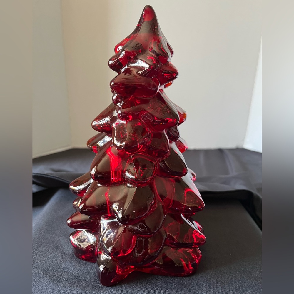 Red Cadmium Glass Christmas Tree Decor 395 & 365 Glow